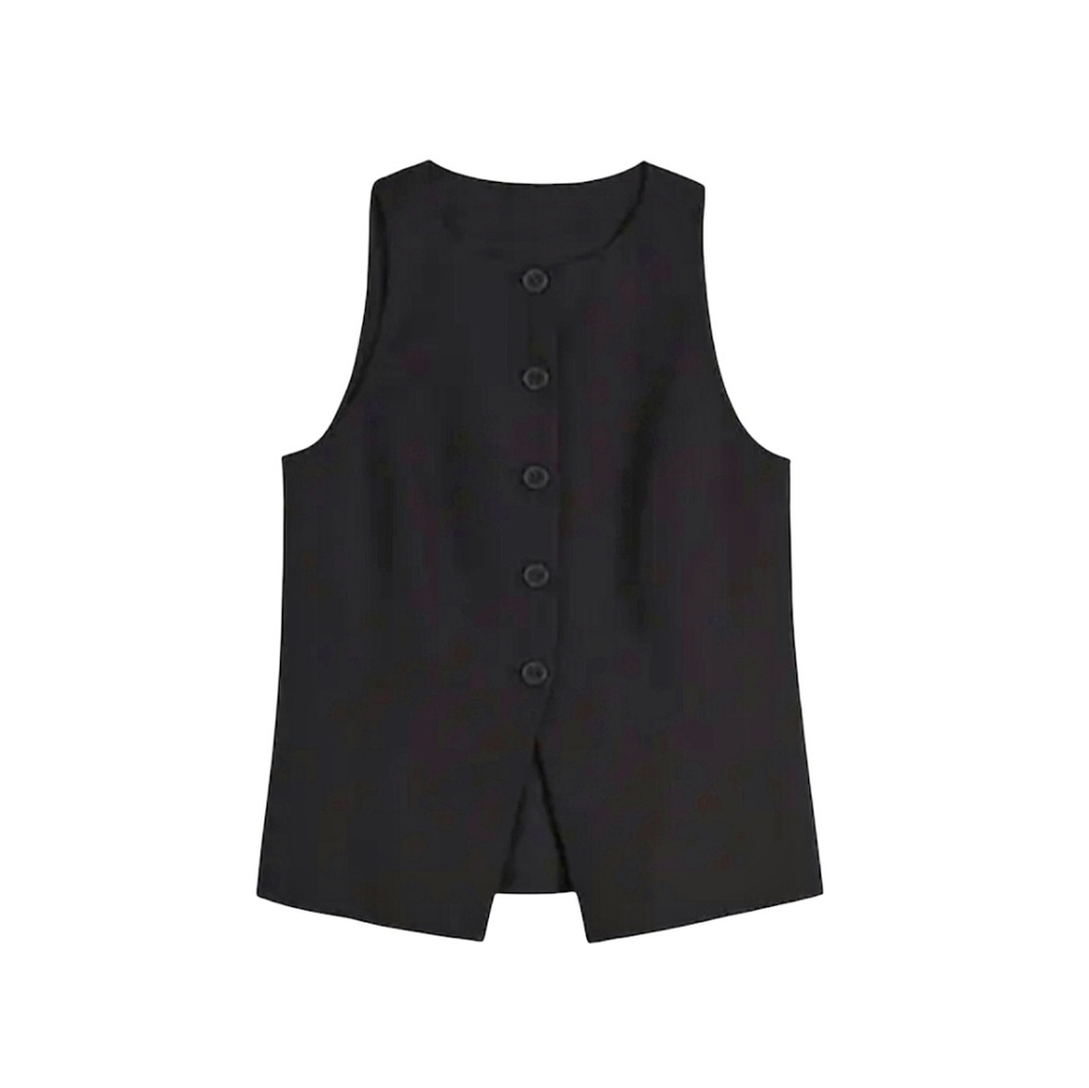 NWT Madewell Drapey Scokpneck Button Down Vest- Jet Black - Picture 5 of 6
